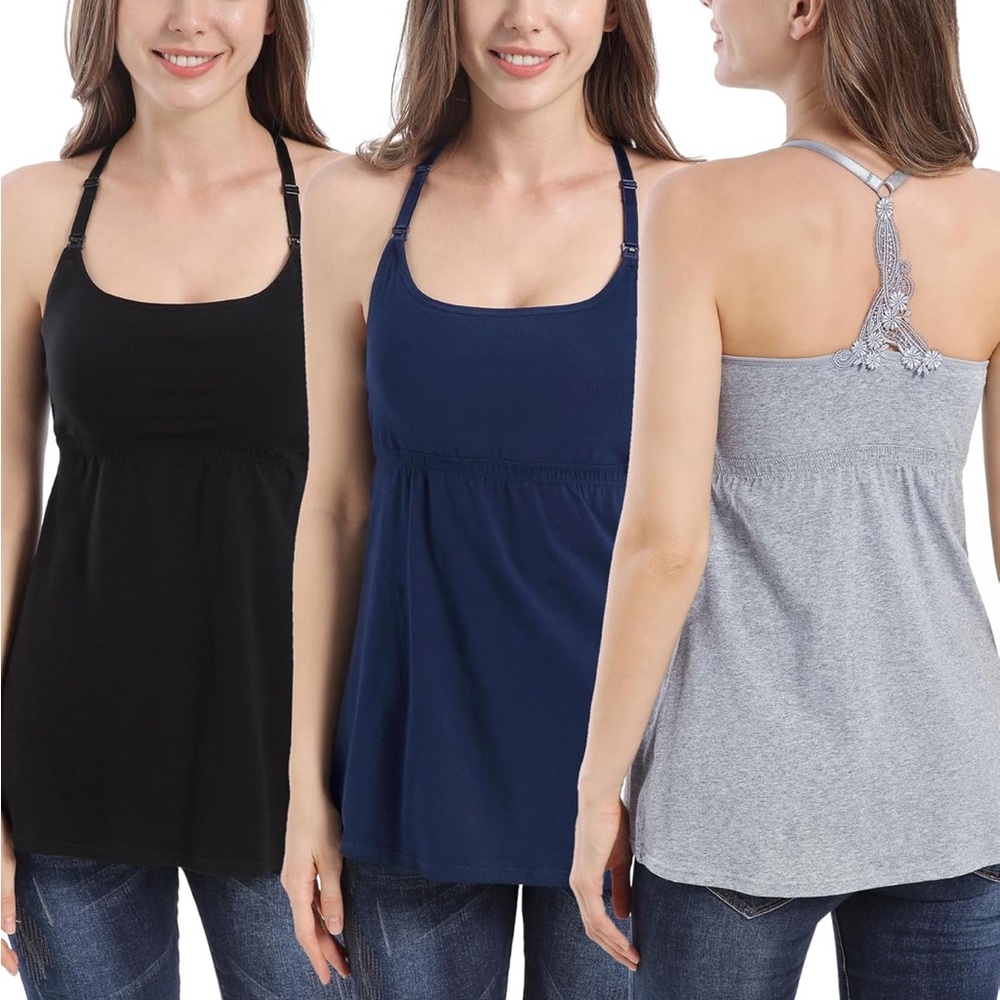 Maternity Nursing Tank Tops - Black, Navy, and Gray